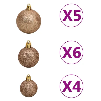 vidaXL Kunstkerstboom met verlichting en kerstballen 180 cm PVC 7