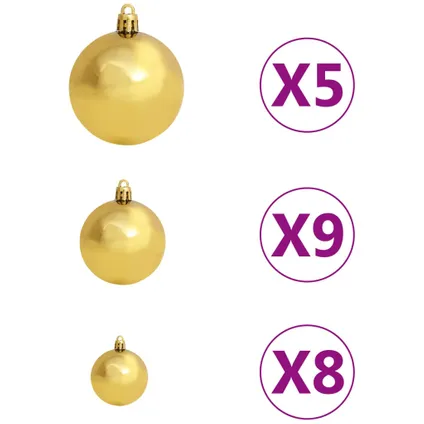 vidaXL Kunstkerstboom met verlichting en kerstballen 180 cm PVC 8