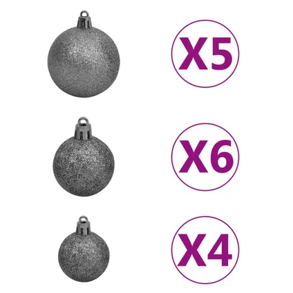 vidaXL Arbre de Noël artificiel pré-éclairé et boules noir 120 cm 7