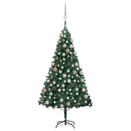 vidaXL Kunstkerstboom met verlichting en kerstballen 180 cm PVC