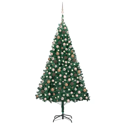 vidaXL Arbre de Noël artificiel pré-éclairé et boules vert 210 cm