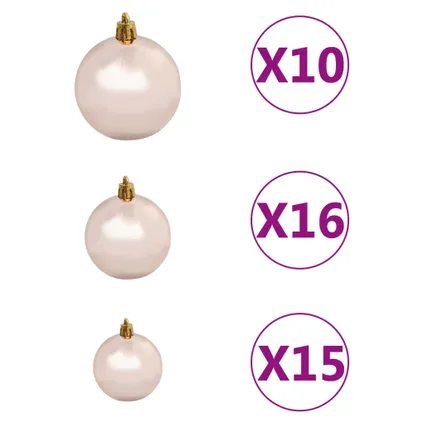 vidaXL Kunstkerstboom met verlichting en kerstballen 210 cm PVC 7