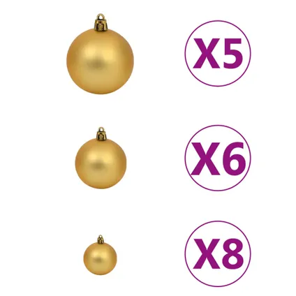 vidaXL Kunstkerstboom met verlichting en kerstballen 120 cm PVC 8