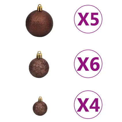 vidaXL Kunstkerstboom met verlichting en kerstballen 120 cm PVC 9