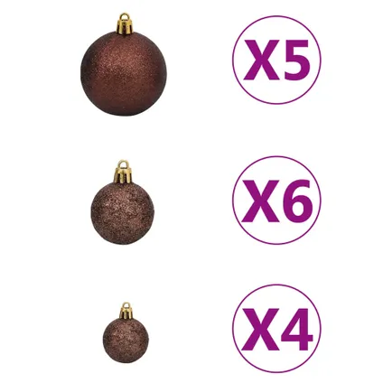 vidaXL Arbre de Noël artificiel pré-éclairé/boules 180 cm 564 9