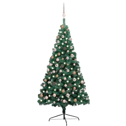 vidaXL Kunstkerstboom met verlichting en kerstballen half 180 cm