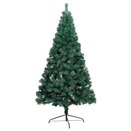 vidaXL Demi-arbre de Noël artificiel pré-éclairé et boules vert 2