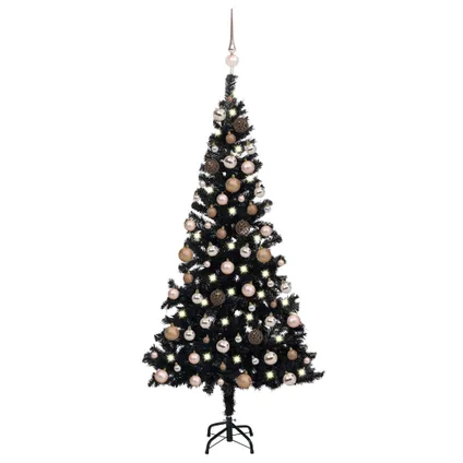 vidaXL Arbre de Noël artificiel pré-éclairé et boules noir 120 cm