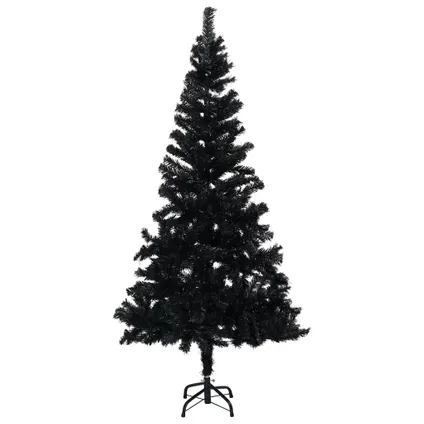 vidaXL Arbre de Noël artificiel pré-éclairé et boules noir 240 cm 2