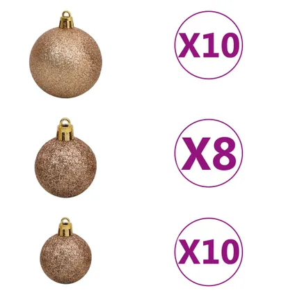 vidaXL Kunstkerstboom met verlichting en kerstballen 240 cm PVC 8