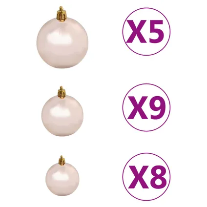 vidaXL Arbre de Noël artificiel pré-éclairé et boules blanc 180 7