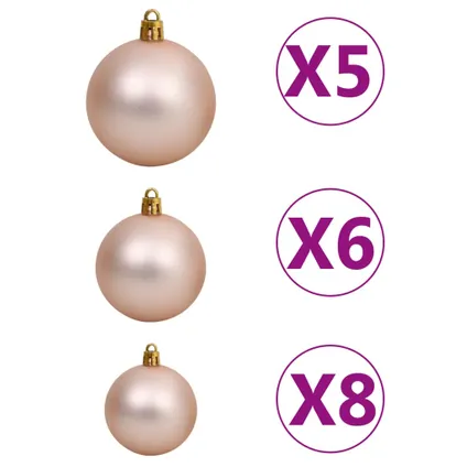 vidaXL Kunstkerstboom met verlichting en kerstballen 180 cm wit 10