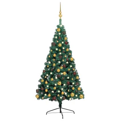 vidaXL Kunstkerstboom met verlichting en kerstballen half 240 cm