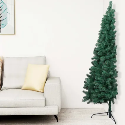 vidaXL Kunstkerstboom met verlichting en kerstballen half 240 cm 2