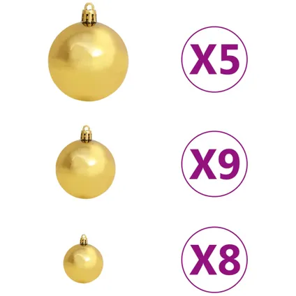 vidaXL Kunstkerstboom met verlichting en kerstballen 180 cm PVC 7