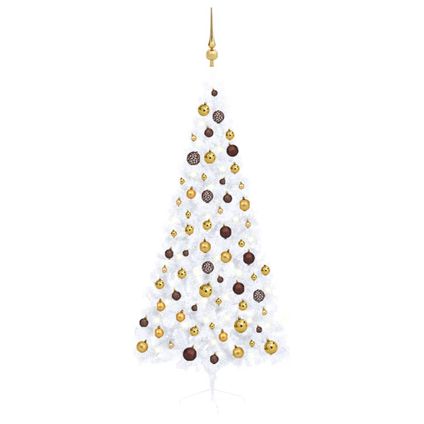 vidaXL Kunstkerstboom met verlichting en kerstballen half 180 cm