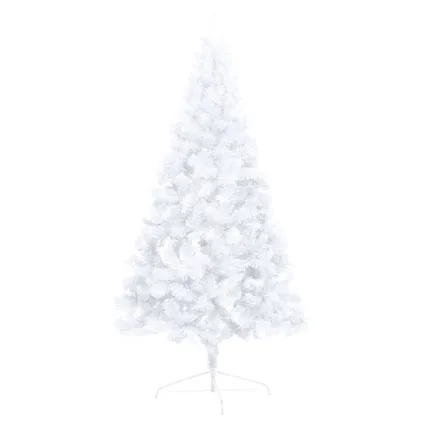 vidaXL Demi-arbre de Noël artificiel pré-éclairé et boules blanc 5