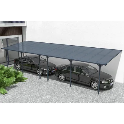 Pergola/Carport adossé 30m² KLEO 1000L300 aluminium Gris