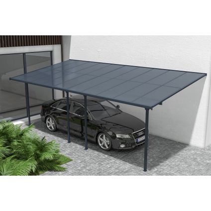 Aangebouwde pergola/carport 18m² KLEO 600L300 aluminium Grijs