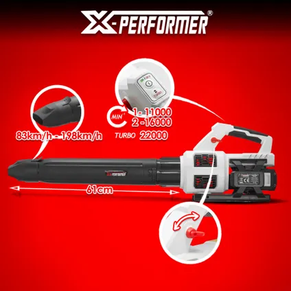 Souffleur rechargeable 2x20 V max avec fonction turbo livré sans batterie - X PERFORMER 3