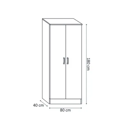Interiax Opbergkast 'Amelie' 2 deuren en 4 legplanken Wit (180x80x40) 4
