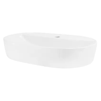 ML-Design Keramische wastafel in glanzend wit 60 x 40 x 12 cm, ovaal, moderne opzetwastafel