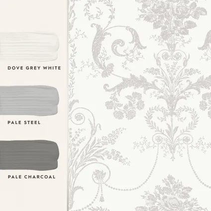 Vliesbehang Josette Dove Grey & White | Grijs Wit | Damastontwerp | 10mx52cm 5