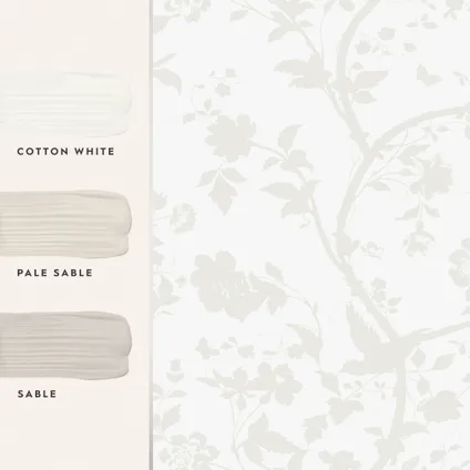 Laura Ashley Vliesbehang |Oriental Garden Pearlescent White | Wit | Bloemen & Vogels | 10mx52cm 5