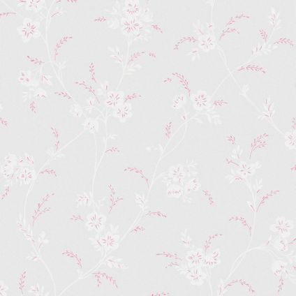 Laura Ashley Vliesbehang | Eva Floral Sugared Grey | Lichtgrijs | Bloesem | 10mx52cm