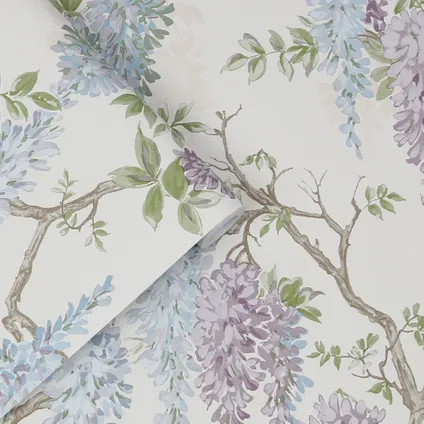 Vliesbehang Wisteria Garden Pale Iris | Blauwpaars Beige | Bloemen | 10mx52cm 2