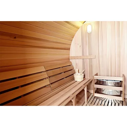Sauna tonneau TR270 - Dos en bois - Avec poêle électrique 3