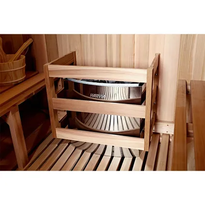 Sauna tonneau TR270 - Dos en bois - Avec poêle électrique 5