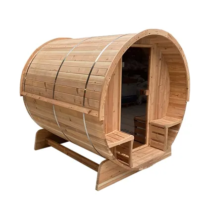 Sauna tonneau TR170 - Dos en demi-vitre - Avec poêle à bois 3