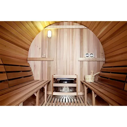 Sauna tonneau TR300 - Dos en bois - Avec poêle à bois 4