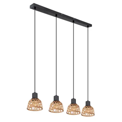 Landelijke hanglamp vier-lichts | E27| Rotan | Bamboe | Riet | Woonkamer | Eetkamer 2