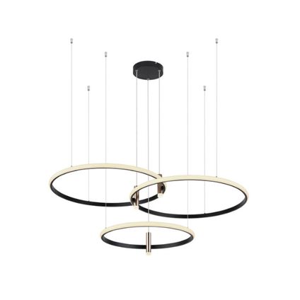 Metalen LED Hanglamp met drie grote ringen - Zwart