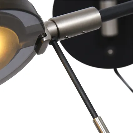 LED wandlamp met rookglazen kap Steinhauer Turound Zwart 5