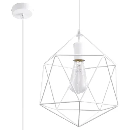 Luminastra Lampe Suspendue - Métal - Industriel - E27 - L:30cm - Blanc