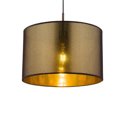 1-lichts hanglamp met goudkleurige kunststof kap | ø 40 cm | Zwart | E27 | Woonkamer | Eetkamer 3