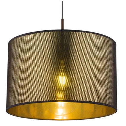 1-lichts hanglamp met goudkleurige kunststof kap | ø 40 cm | Zwart | E27 | Woonkamer | Eetkamer 4