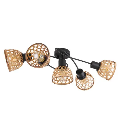 Globo 5-lichts Rotan - Rooster Hanglamp - Plafondspots- Zwart 2