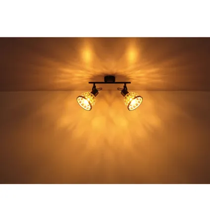 Globo 5-lichts Rotan - Rooster Hanglamp - Plafondspots- Zwart 5