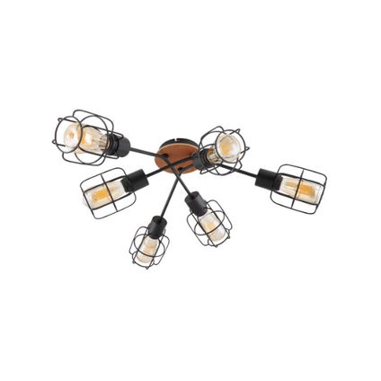 Plafondlamp 6-lichts - ø 78,5 cm | Zwart | E27 | Metalen roosterkap