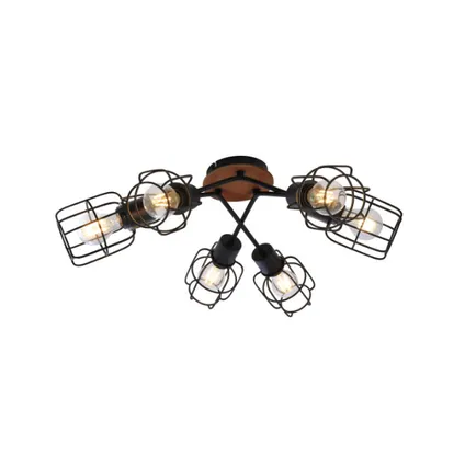 Plafondlamp 6-lichts - ø 78,5 cm | Zwart | E27 | Metalen roosterkap 2