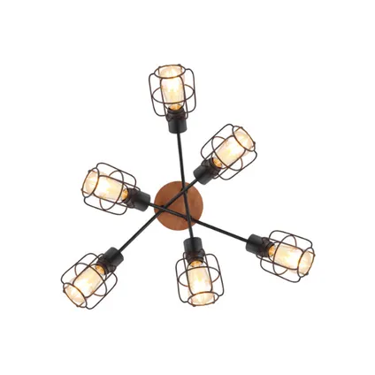 Plafondlamp 6-lichts - ø 78,5 cm | Zwart | E27 | Metalen roosterkap 3