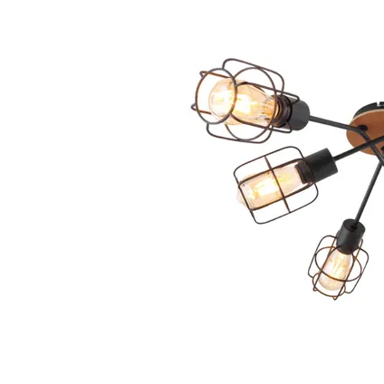 Plafondlamp 6-lichts - ø 78,5 cm | Zwart | E27 | Metalen roosterkap 4