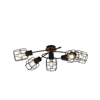 Plafondlamp 5-lichts met fraai gebogen metalen staven | E27 | Zwart | Plafondspots