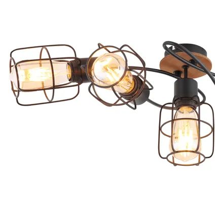 Plafondlamp 5-lichts met fraai gebogen metalen staven | E27 | Zwart | Plafondspots 6