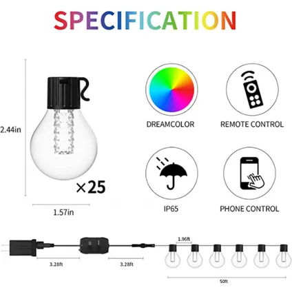 Lichtendirect- Smart Led - lichtsnoer- 15 meter- 25 Led lampen-Tuinverlichting 9