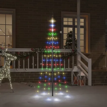 vidaXL Vlaggenmast kerstboom 108 LED's meerkleurig 180 cm 2